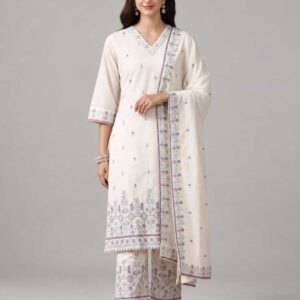 Ivory Poise — Off-White Embroidered Cotton Kurta Set