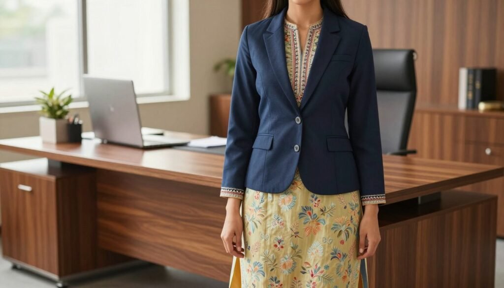 kurta set with blazer kurta set with blazer