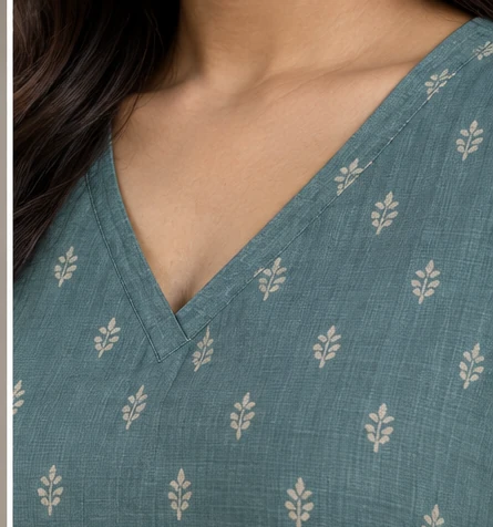 Pattern detail of The Teal Everyday Buti Kurta Set